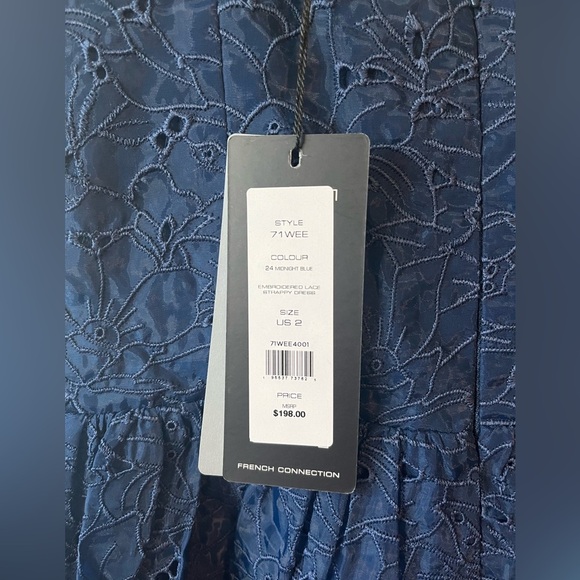 NWT French Connection Embroidered Strappy Midi Dress in Midnight Blue - Picture 12 of 17